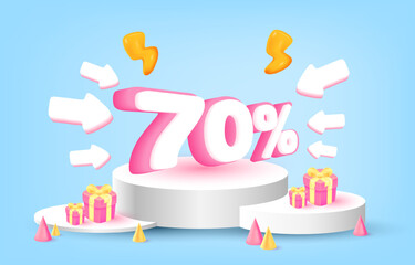 Podium for placing products promotion 70% off, cthunder, arrow, gift,