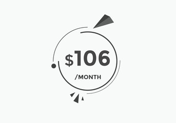 106 dollar price tag. Price $106 USD dollar only Sticker sale promotion Design. shop now button for Business or shopping promotion
