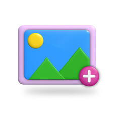 3d image jpg file mountains and sund landscape picture decorative element. realistic vector icon jpg file 3d design