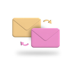 3d message mail sent and receive jpg file decorative element. realistic vector icon messanger sms 3d design