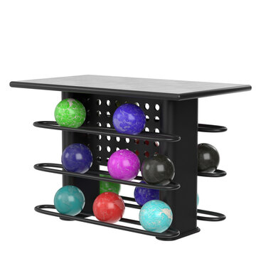 3d rendering illustration of a bowling table rack