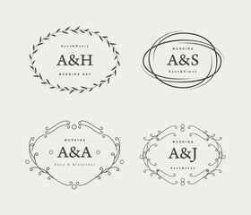 Wedding monograms. Set of vintage vector templates.