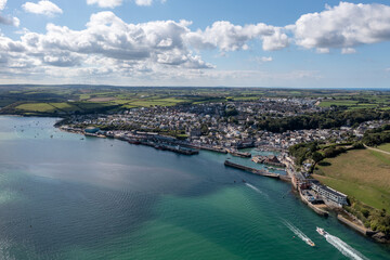 Aerial view of Padstow town and harbour in Cornwall