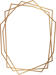 Golden polygonal line frame. Decorative shine border