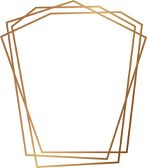Golden art deco border. Pentagon geometric frame