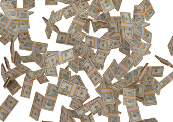 ten dollar stack of money, 3D render, illustration, Dollar Bills isolated on background.