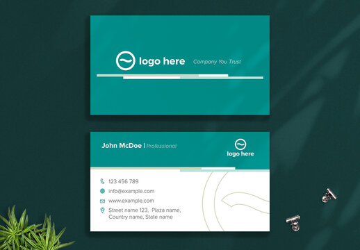 Business Card with Green Accents