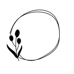 doodle foliage line frame