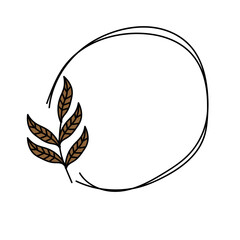 doodle foliage line frame