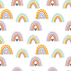 Hand drawn vector abstract doodle patterns. Creative kids texture for fabric, wrapping, textile, wallpaper, apparel. Rainbow, stripes, dots, rain drops, brush strokes.