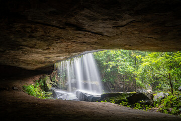 Waterfall in the middle of the natural forest