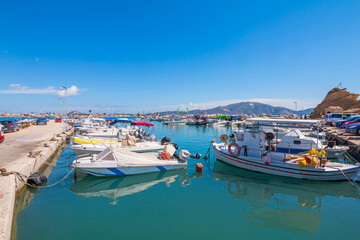 Fototapeta na wymiar Boats near Cameo island, Greece