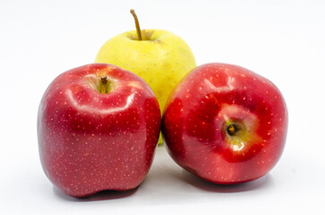 Red and yellow colored Apples. Red and green apples isolated on a white background.
