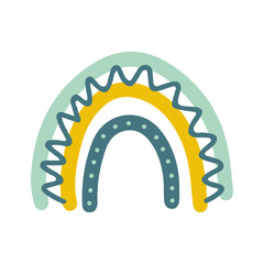 Cute vector rainbow. Baby design for birthday invitation or baby shower, poster, clothing, nursery wall art and postcard.