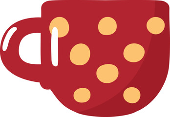 Ceramic mug with dot pattern. Cute cartoon cup