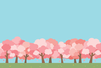 背景イラスト_桜並木