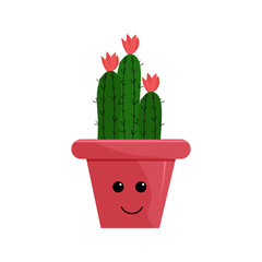 Succulents in pots. Fun and cute drawings of plants. Vector illustration. For prints. stickers, gliders and albums, websites, packaging and clothing.