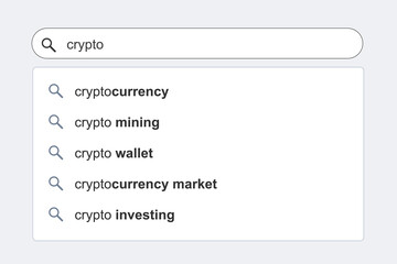 Cryptocurrency topic search suggestions