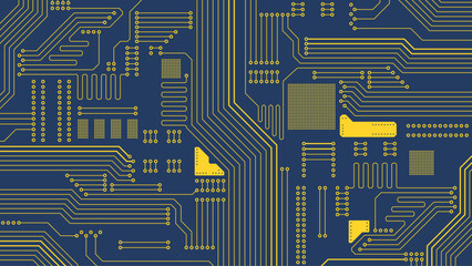 Electronic circuits vector PCB background - obrazy, fototapety, plakaty
