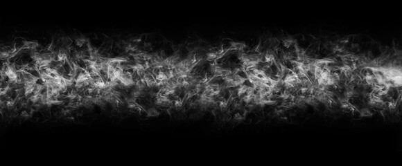 Fototapeta na wymiar Abstract smoke texture frame over black background. Fog in the darkness. Natural pattern.