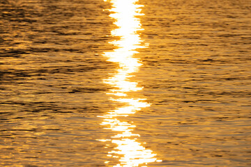 close-up of the sea, golden texture of the sunset on the water - 535566416