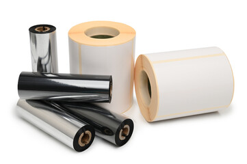Rroll wax ribbon for thermal transfer printer in core and thermal labels - 535567080