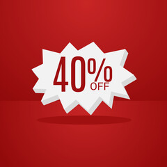 40% DISCOUNT Banner Discount Sale. Offer price tag discount. Special offers .