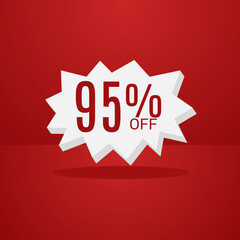 95% DISCOUNT Banner Discount Sale. Offer price tag discount. Special offers .