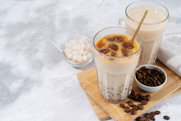 Bubble milk tea with ice with delicious tapioca
