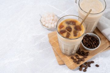 Bubble milk tea with ice with delicious tapioca