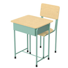 3d rendering illustration of a school desk and a chair