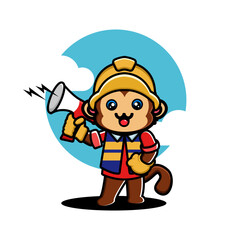Obraz na płótnie Canvas Cute monkey construction worker cartoon