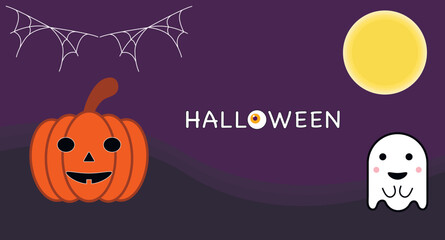 Happy Halloween! Pumpkin. Trick or treat. Perfect banner, ads or party invitation background. Spooky. Fun party celebration. Night. 31 October. Vector Illustration.