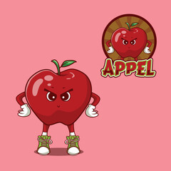 Appel cartoon mascot design logo