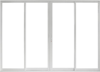 Real modern house door window frame isolated on white background