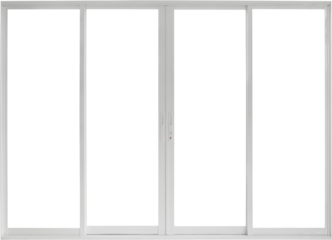 Real modern house door window frame isolated on white background