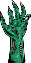 Zombie hand drawn illustration vector design. Happy Halloween symbol