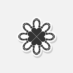 Four leaf clover and horseshoe sticker icon isolated on white background