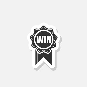 Win badge sticker icon isolated on white background