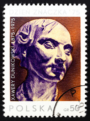 Postage stamp 'Xawery Dunikowski, 1875-1964, selfportrait' printed in Poland. Series: 'Stamp Day 1975 - Birth centenary of Xawery Dunikowski', 1975
