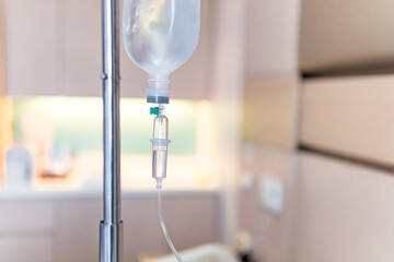 Saline bag for hospital patients, saline close up, health, Saline bottle hanging.