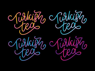 Turkish traditions of tea ceremony. Tea time. Decorative elements for your design. Vector Illustration with oriental cup on white background.