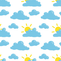 Vector pattern with clouds and sun