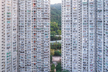 Fototapeta na wymiar Abstract view of the public housing in Ma On Shan, Hong Kong