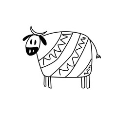 cow animal doodle childish hand drawn