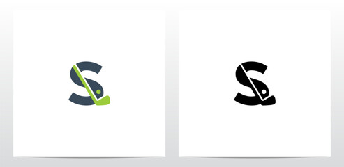 Golf Stick And Ball On Letter Logo Design S - obrazy, fototapety, plakaty