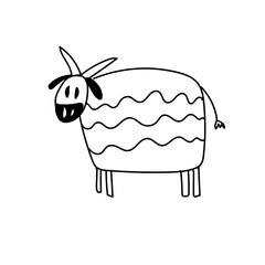 cow animal doodle childish hand drawn