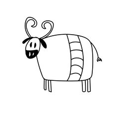 cow animal doodle childish hand drawn