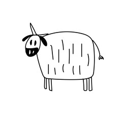 cow animal doodle childish hand drawn