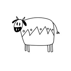 cow animal doodle childish hand drawn